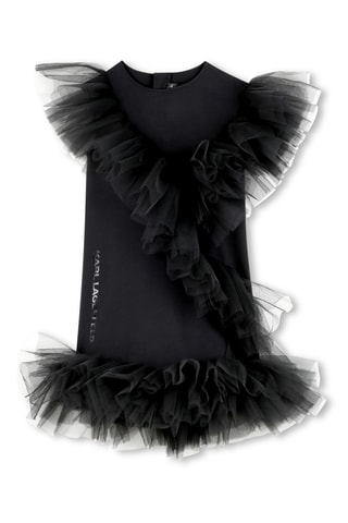 Jurk met Ruches van 2 Materialen - Zwart - Karl Lagerfeld