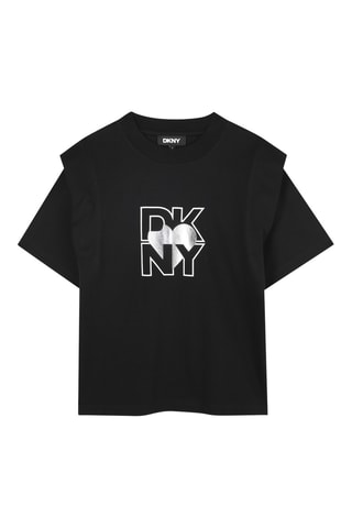 Biologisch Katoenen T-shirt Trompe-l'oeil - Zwart - DKNY