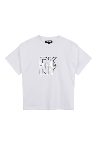 Biologisch Katoenen T-shirt Trompe-l'oeil - Wit - DKNY