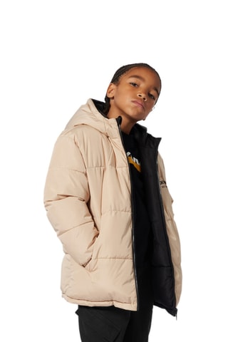 Dubbelzijdige gewatteerde jas met capuchon - Beige - DKNY