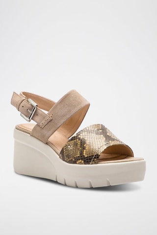 Sandali con zeppa in pelle Torrence - Taupe - Geox