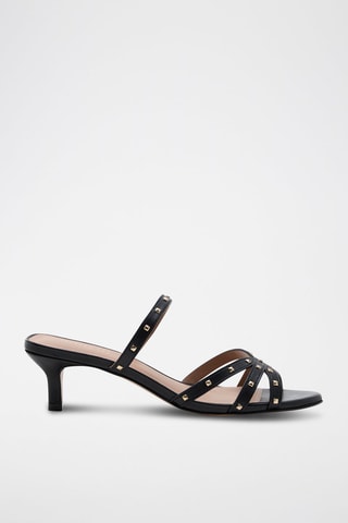 Sandali con tacco in pelle di vitello Anna - Nero