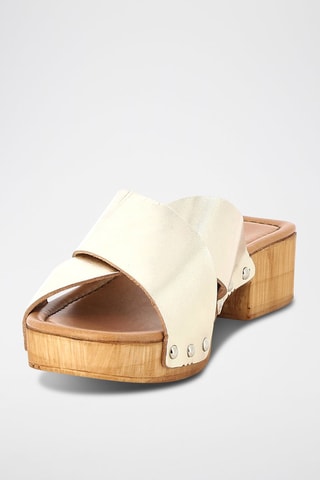 Sandali con tacco in pelle Gena - Dorato 