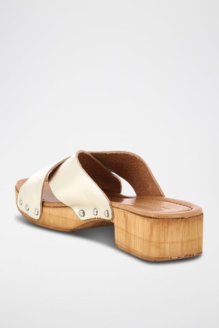 Sandali con tacco in pelle Gena - Dorato 