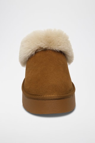 Ciabatte imbottite in pelle scamosciata Snow - Cammello
