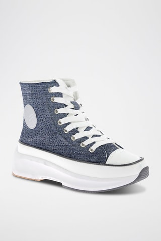 Sneakers alte platform Christa Denim-strass - Blu