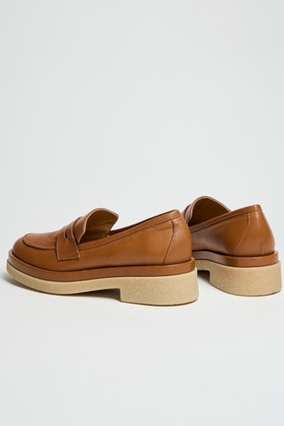 Mocassins à talons en cuir - Marron