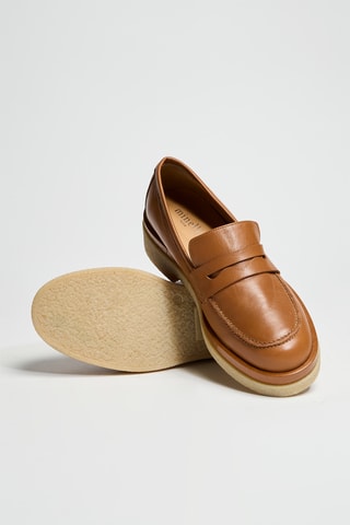 Mocassins à talons en cuir - Marron