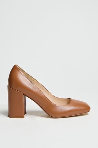 Décolleté in pelle - Marrone caramello
