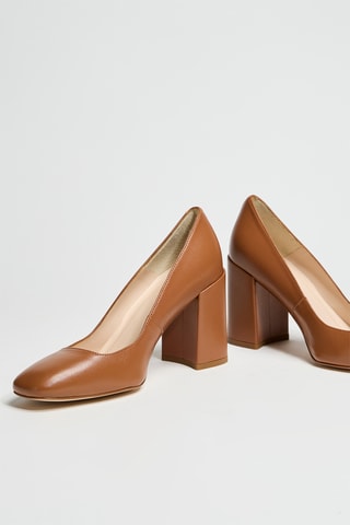 Décolleté in pelle - Marrone caramello