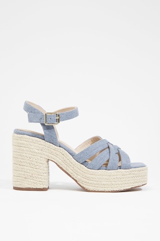 Sandali con tacco in jeans Jutia - Celeste