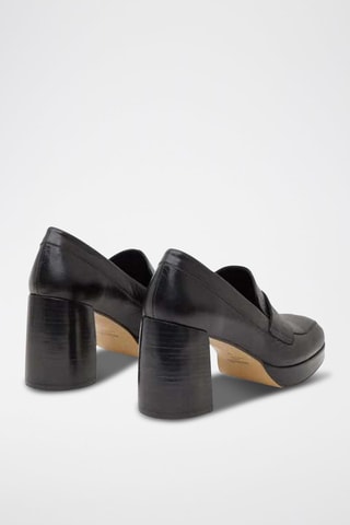 Mocassini con tacco in pelle di vitello - Nero