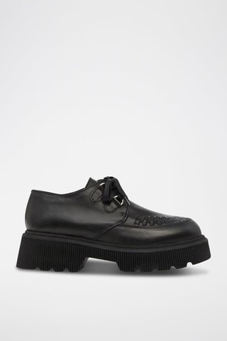 Stringate platform in pelle - Nero