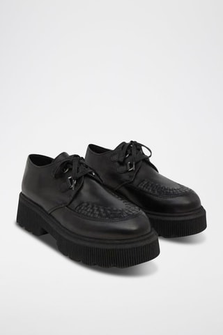 Stringate platform in pelle - Nero