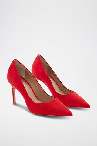 Décolleté in pelle scamosciata di vitello Karolina - Rosso