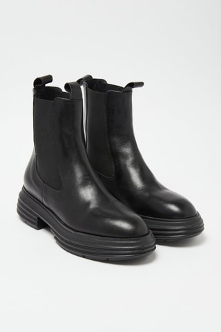 Botines Chelsea de piel bovina con plataforma - Negro