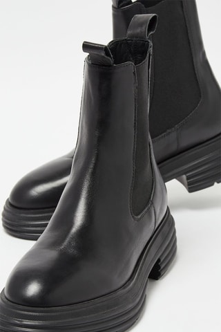 Botines Chelsea de piel bovina con plataforma - Negro