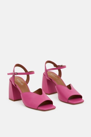 Sandali con tacco in pelle - Rosa