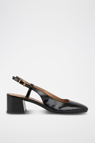 Sandali con tacco in pelle di capra - Nero