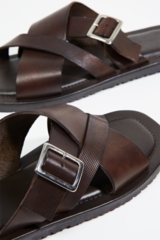Ciabatte in pelle Nando - Marrone