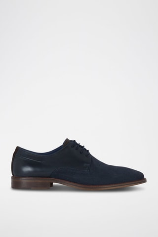 Stringate in crosta di pelle - Navy