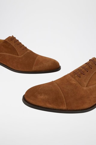 Oxford in pelle scamosciata di vitello - Cammello