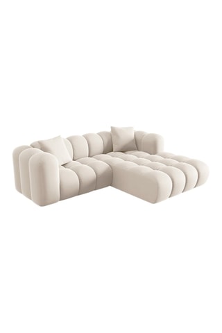Canapé d’angle droit modulaire Halley - Beige - 3 places - Toucher velours