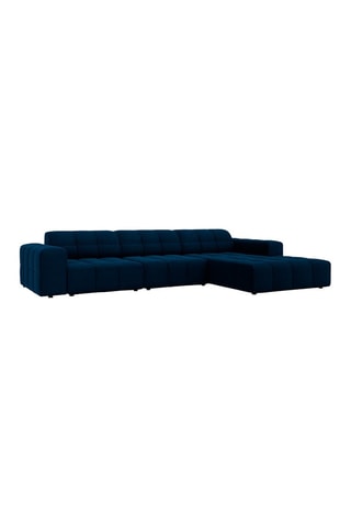 Canapé d'angle droit Chicago - 
Bleu roi - 4 places - Tissu velours