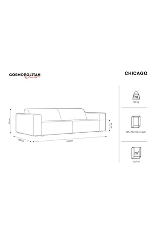 Canapé Chicago - Beige clair - 4 places - Tissu velours