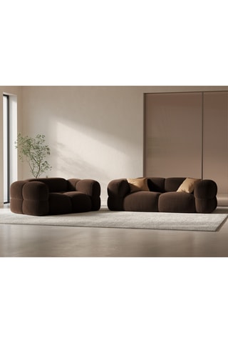 Canapé Loretto - Marron - 3 places - Toucher velours