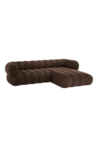 Canapé d'angle droit Koge - Marron - 5 places - Toucher velours