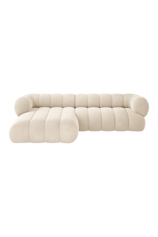 Canapé d’angle gauche Koge - Beige clair - 5 places - En tissu velours