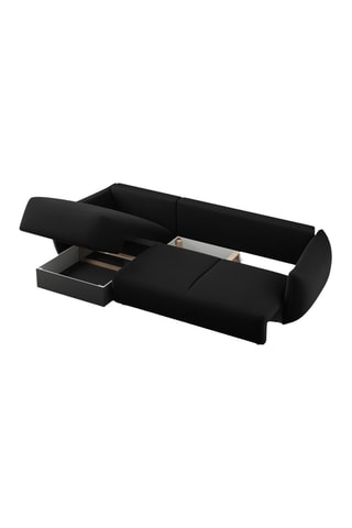 Canapé d’angle droit convertible Matera - Noir - 4 places - En tissu velours