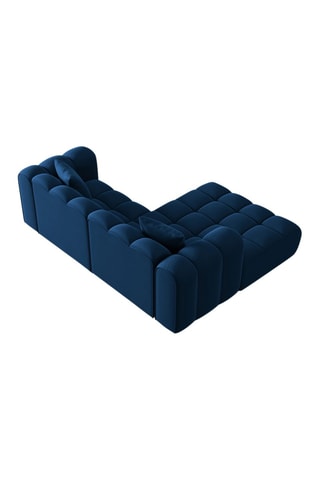 Canapé d’angle gauche modulaire Halley - Bleu roi - 3 places - En tissu velours