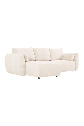 Canapé d'angle gauche convertible Matera - Beige clair - 4 places - Tissu chenille