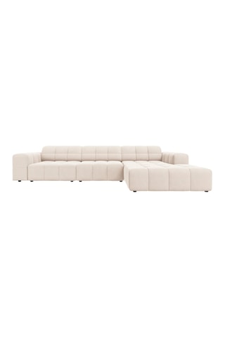 Canapé d'angle droit Chicago - Beige clair - 4 places - Tissu velours