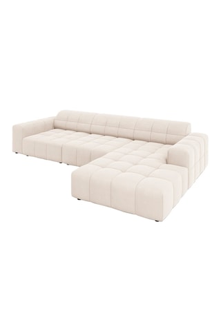 Canapé d'angle droit Chicago - Beige clair - 4 places - Tissu velours
