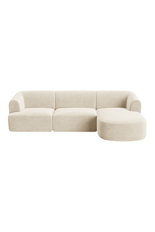 Canapé d'angle droit Campi - Beige clair - 4 places - En tissu velours