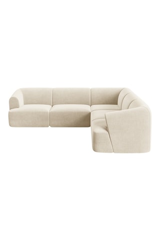 Canapé d'angle réversible Campi - Beige clair - 6 places - En tissu velours