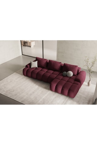 Canapé d’angle droit convertible Linz - Bordeaux - 3 places - En tissu structurel