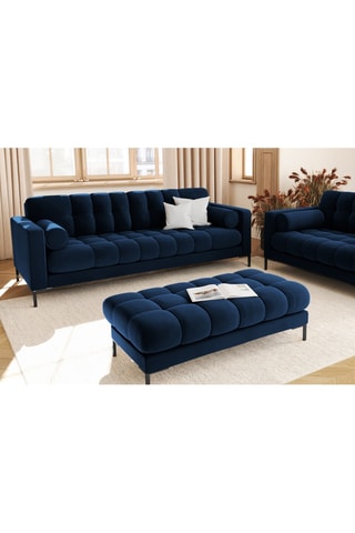 Canapé Bali - Bleu roi - 4 places - Tissu velours