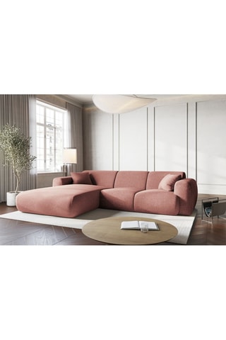 Canapé d’angle gauche Nolio - Rose - 4 places - En polyester