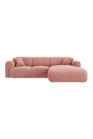 Canapé d’angle Nolio - Rose chiné - 4 places - En polyester