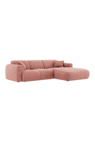Canapé d’angle Nolio - Rose chiné - 4 places - En polyester