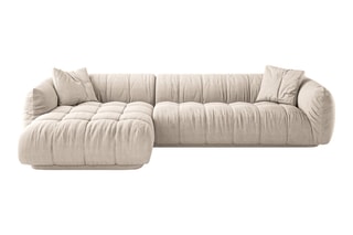 Canapé d'angle gauche modulaire Julia - Beige - 3 places - En polyester et nylon