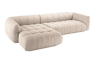 Canapé d'angle gauche modulaire Julia - Beige - 3 places - En polyester et nylon