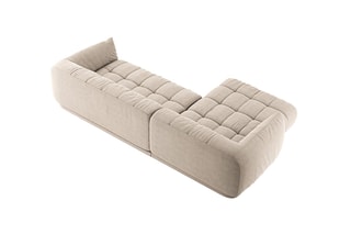 Canapé d'angle gauche modulaire Julia - Beige - 3 places - En polyester et nylon