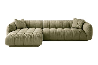 Canapé d'angle gauche modulaire Julia - Kaki chiné - 3 places - En polyester et nylon