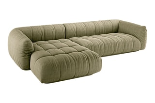 Canapé d'angle gauche modulaire Julia - Kaki chiné - 3 places - En polyester et nylon