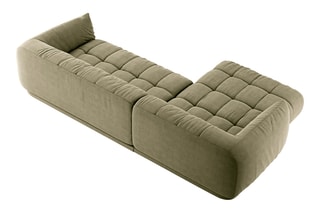 Canapé d'angle gauche modulaire Julia - Kaki chiné - 3 places - En polyester et nylon